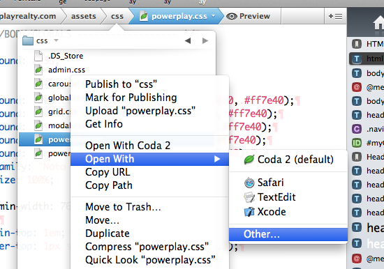 select your CSS or JS file with Coda 2