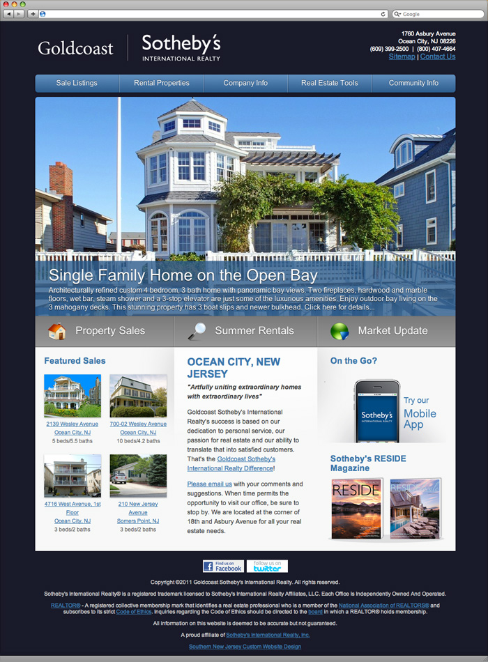 Goldcoast Sotheby's International Realty Homepage Design