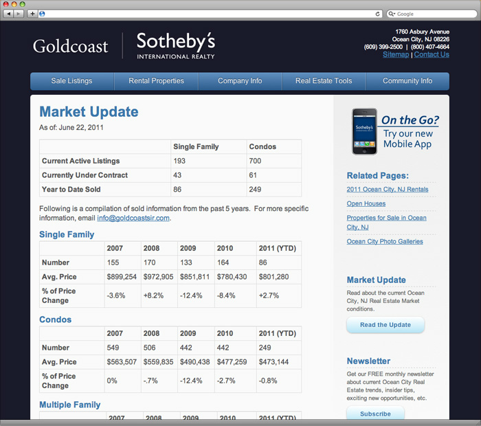 Goldcoast Sotheby's International Realty Market Report Page