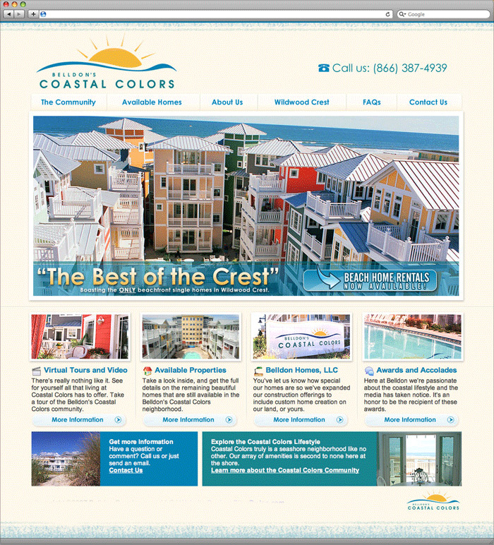 Belldon's Coastal Colors website homepage design.