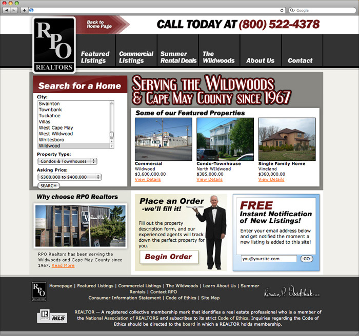 RPO Realtors website homepage design