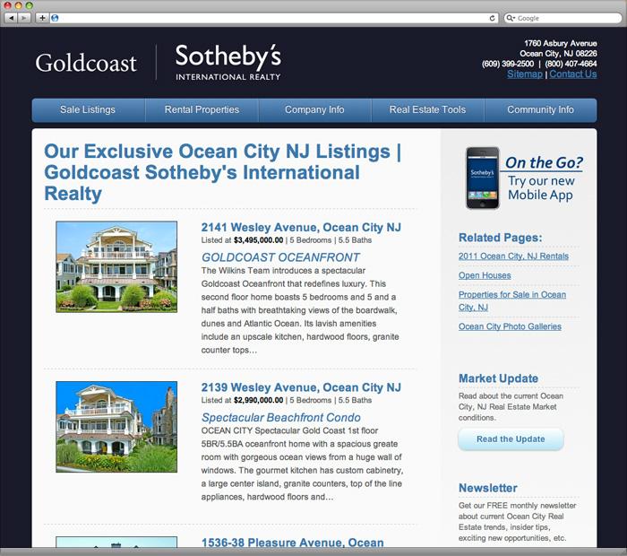 Goldcoast Sotheby's International Realty Sales Main Page