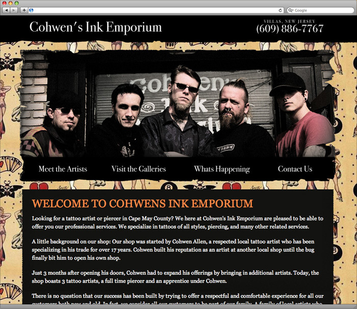 Cohwen's Ink Emporium website Homepage