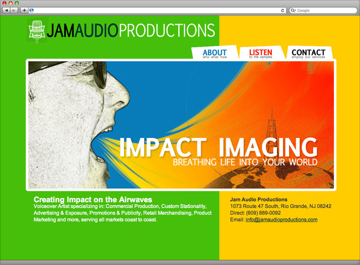 Jam Audio Productions website homepage design.