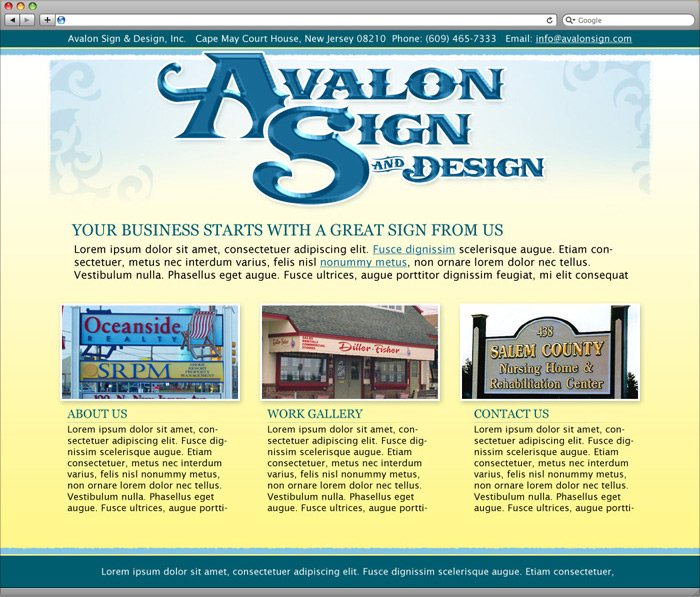 Avalon Sign website homepage design.