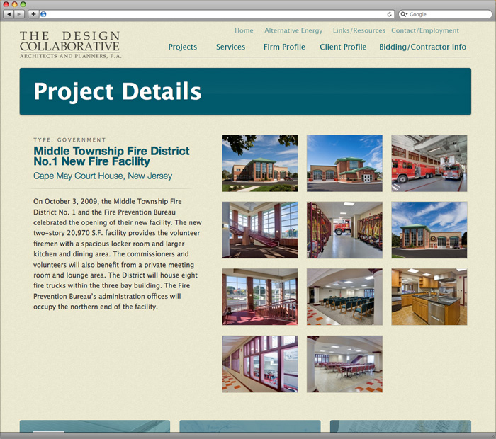 Design Collaborative website design project detail page.