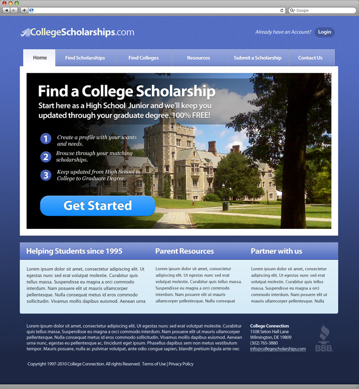 College Connection Homepage Design